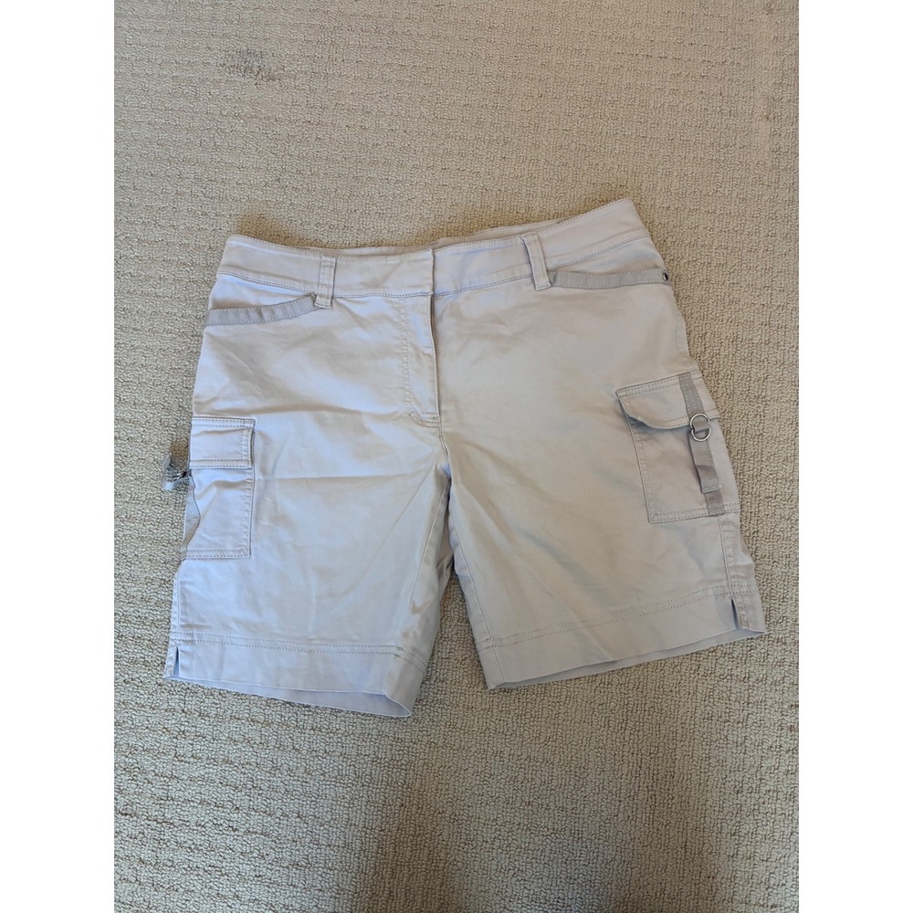 White House Black Market Womens Gray Cargo Utility Shorts Size 12